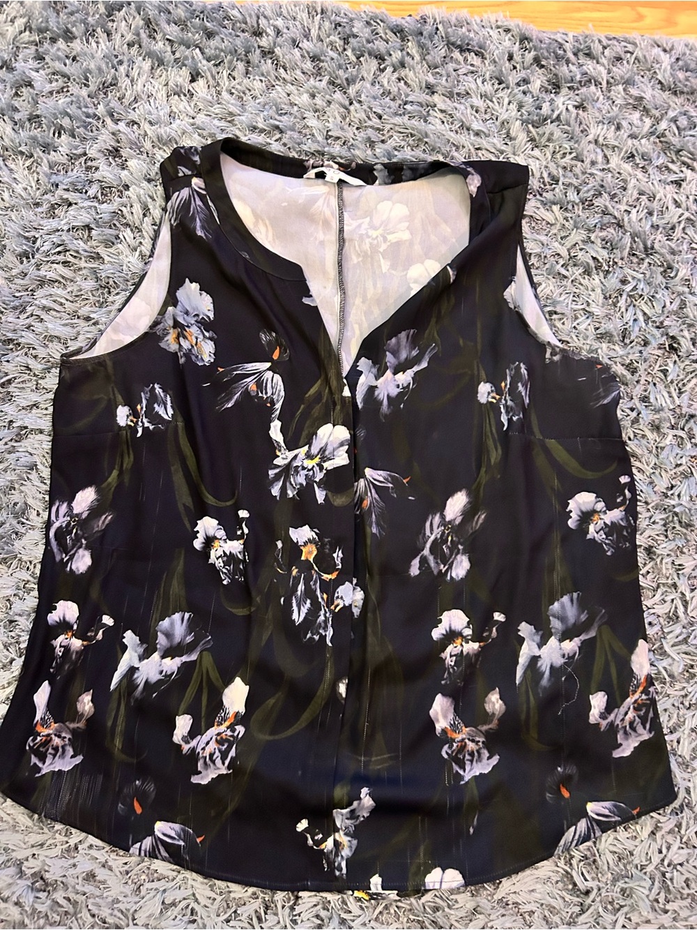 New Cleo Sleeveless Black Floral V-Neck Women's Dress Tank Top